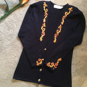 Vintage Navy Embroidered Cardigan**REDUCED PRICE**